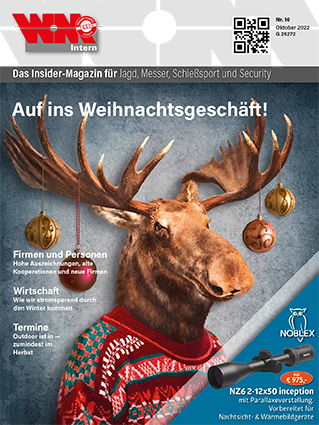 Cover WM-Intern 10 2022 – Weihnachtsausgabe mit einem Elch, der wie ein Weihnachtsbaum geschmückt ist